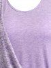 T-shirt Asymétrique Drapé Teinté Grande Taille à Volants - Violet clair L
