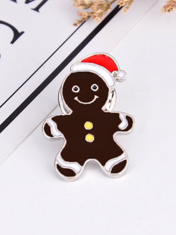 Latest Christmas Gingerbread Man Cartoon Glazed Brooch  