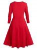Plus Size Front Twist Top and Rose Print Midi Dress Set -  