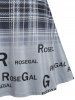 Plus Size Gothic Grommets Lace Up Plaid Logo Print Fit and Flare Dress -  