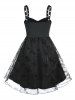 Plus Size Vintage Grommets Organza Overlay 1950s Dress -  