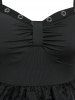 Plus Size Vintage Grommets Organza Overlay 1950s Dress -  