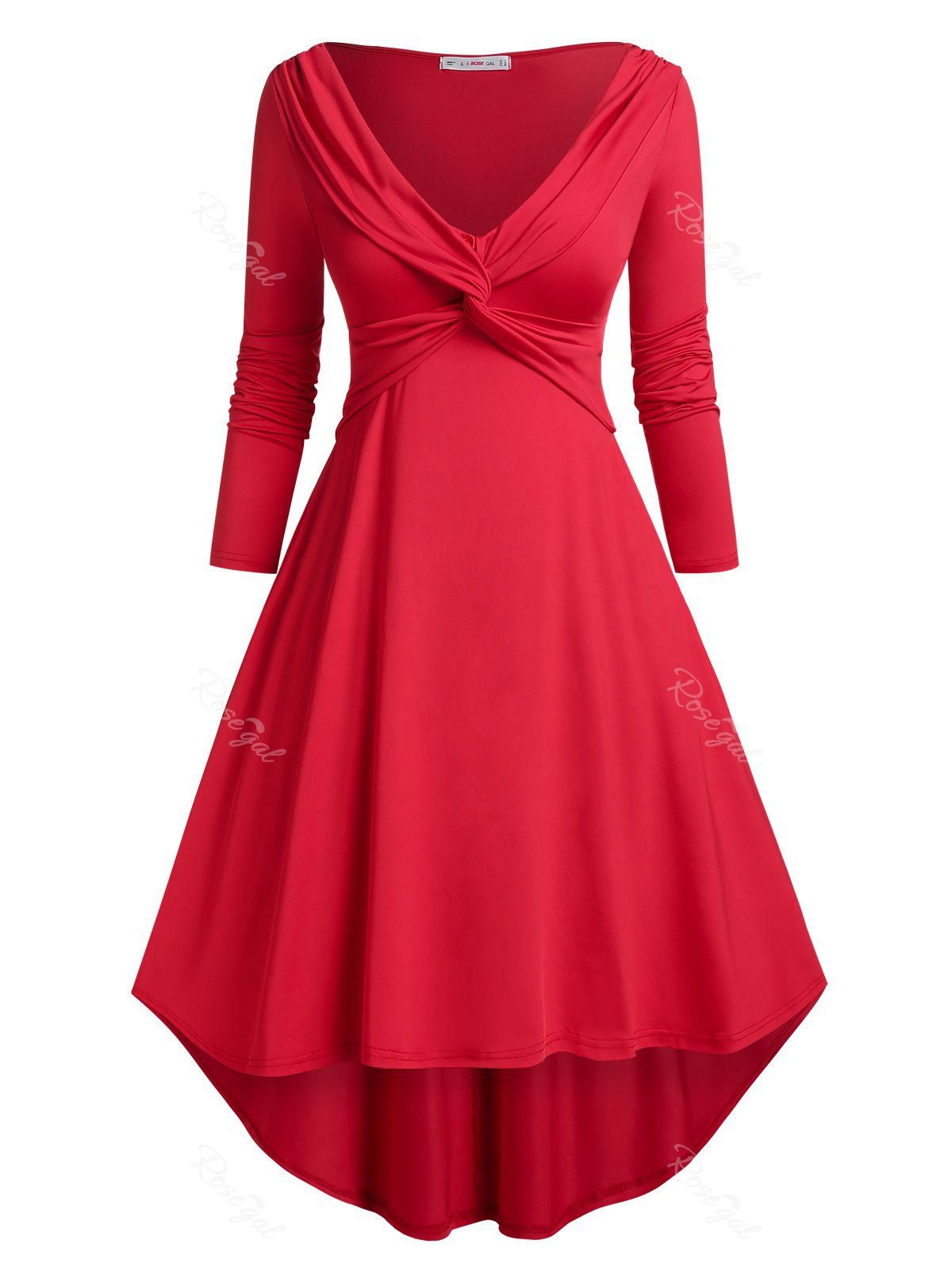 Outfit Plus Size Front Twist High Low Cocktail Dress  