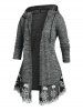 Plus Size Hooded Space Dye Embroidered Mesh Tunic Cardigan -  