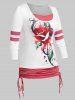 Plus Size Cinched Rose Print 2 in 1 Valentines Tee -  