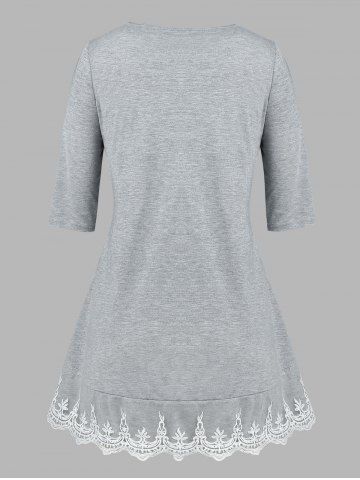 Plus Size Lace Panel Tunic T-shirt