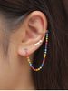 2Pcs Rainbow Color Beads Chain Heart Earrings Set -  