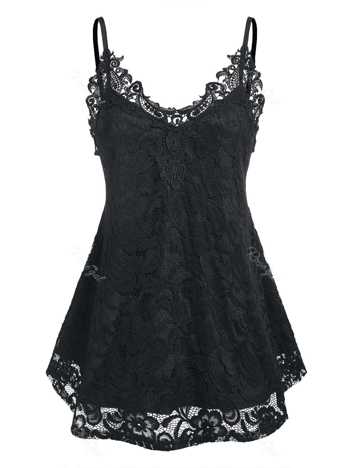 Discount Plus Size&Curve Lined Lace Swing Cami Top  