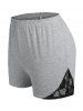 Plus Size Lace Panel Shorts Pajamas Set -  