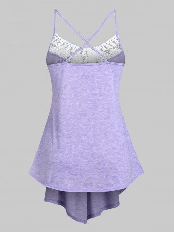 Plus Size & Curve Crisscross Lace Crochet Cami Top