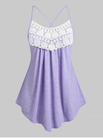 Plus Size & Curve Crisscross Lace Crochet Cami Top