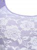 Plus Size & Curve Cinched Rose Lace Panel Tank Top -  