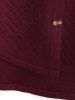 Manteau à Capuche Motif de Losange à Simple Boutonnage de Grande Taille avec Poche - Rouge Vineux 1X