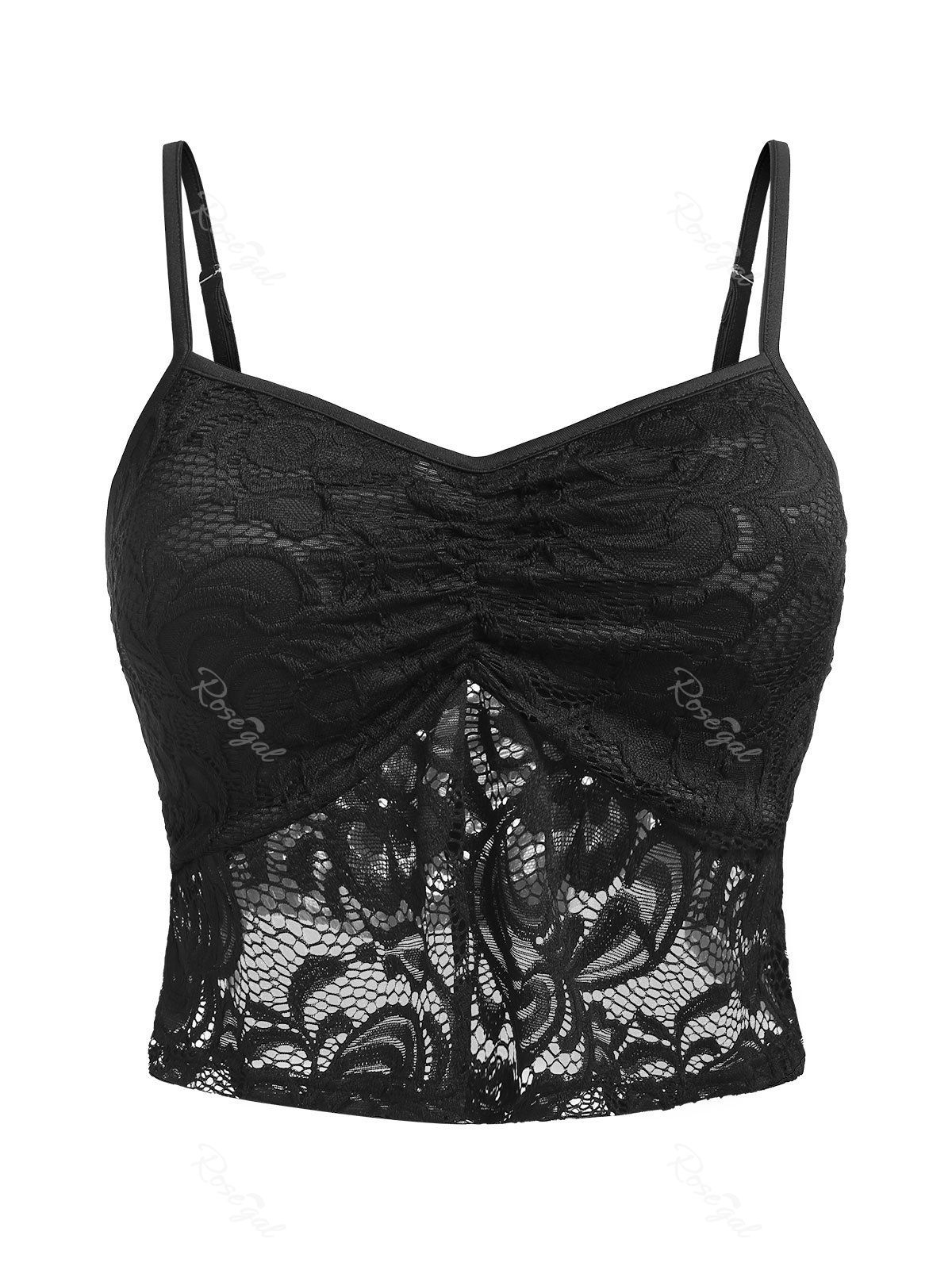 New Plus Size & Curve Ruched Lace Bra Top  