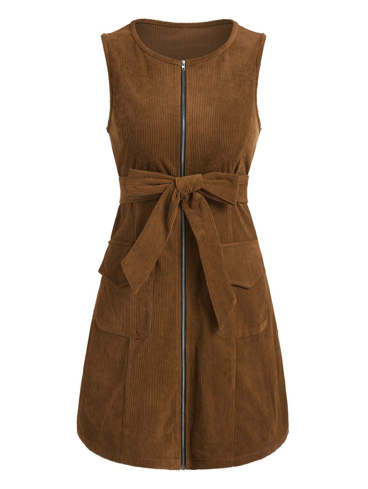 Buy Full Zip Belt Corduroy Dress  