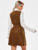 Full Zip Belt Corduroy Dress -  
