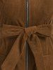 Full Zip Belt Corduroy Dress -  