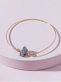 Minimalist Natural Stone Cuff Bracelet - MIDNIGHT BLACK