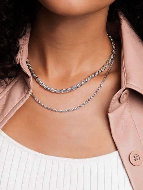 Shop 2 Pcs Chain Twisted Necklace Set  