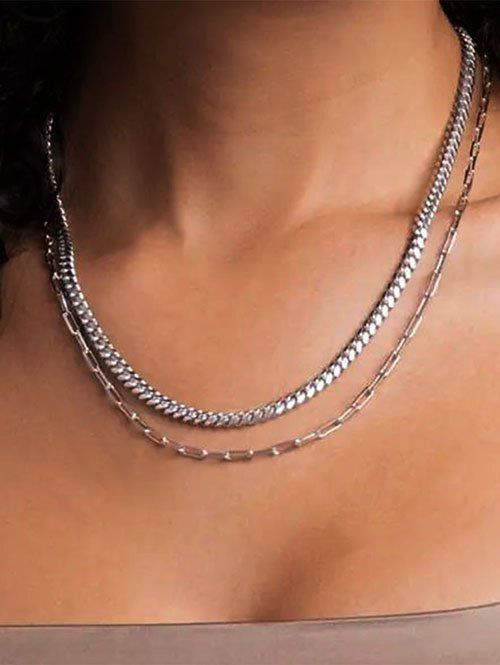 Store 2 Pcs Brief Chain Necklace Set  