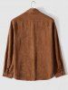 Pocket Patch Solid Color Corduroy Shirt -  