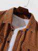Pocket Patch Solid Color Corduroy Shirt -  