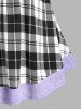 Plus Size Plaid Lace Panel Pajama Cami and Shorts Set -  