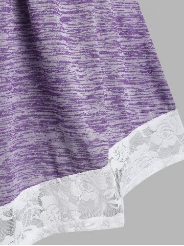 Plus Size&Curve Crossover Lace Panel Tank Top