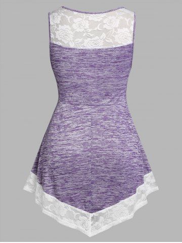 Plus Size&Curve Crossover Lace Panel Tank Top