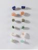 6 Pairs Natural Stone Stud Earrings Set -  