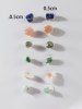 6 Pairs Natural Stone Stud Earrings Set -  