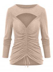 Front Cinch Tie Cutout T Shirt -  