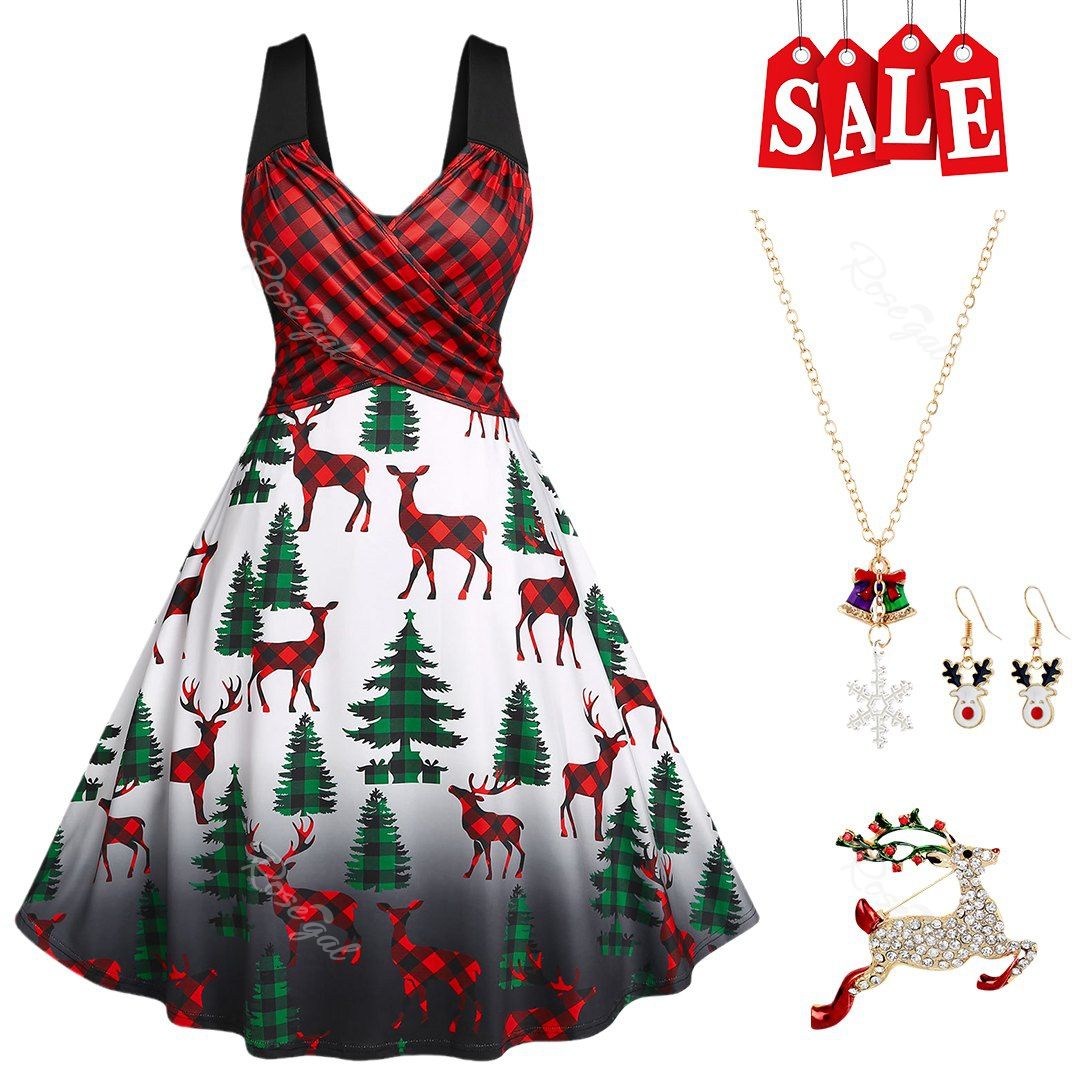 Outfit 2021 New Plus Size Christmas Dress and Jewelry Set Collection  