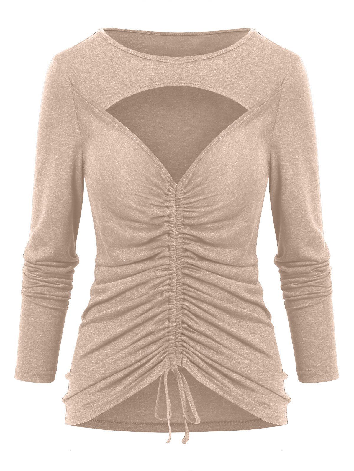 Chic Front Cinch Tie Cutout T Shirt  