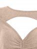 Front Cinch Tie Cutout T Shirt -  
