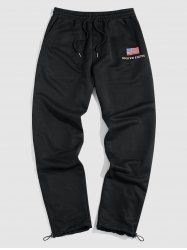 American Flag Embroidery Casual Pants -  