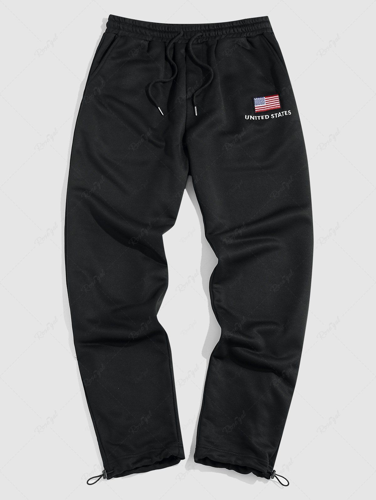 Affordable American Flag Embroidery Casual Pants  