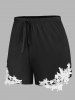 Plus Size Applique Lace Panel Pajama Top and Shorts Set -  