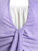 Ensemble de T-shirt Tordu de Grande Taille et de Camisole - Pourpre  2X