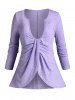 Ensemble de T-shirt Tordu de Grande Taille et de Camisole - Pourpre  2X