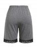 Plus Size Open Back Lace Panel Tank Top and Shorts Pajamas Set -  