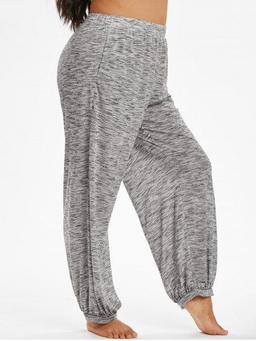 Pantalon Pyjama Teinté à Taille Haute de Grande Taille - LIGHT GRAY - 2X