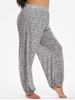 Pantalon Pyjama Teinté à Taille Haute de Grande Taille - Gris Clair 4X
