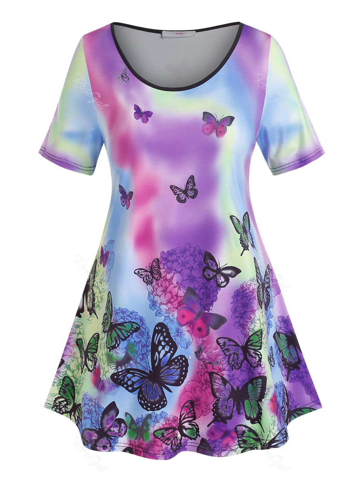 Shops Plus Size & Curve Tie Dye Butterfly Print T-shirt  