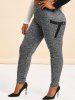 Pantalon Teinté de Grande Taille avec Poches Latérales - Gris Carbone 4X