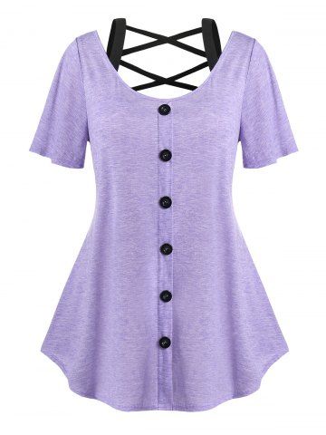 Plus Size & Curve Flutter Sleeve Crisscross Swing Tee