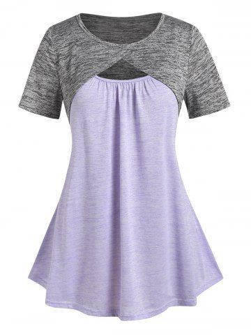Plus Size & Curve Space Dye Crop Tee and Camisole - Light Purple - M | Us 10
