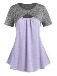 T-shirt Court Chiné Courbe Grande Taille et Camisole - Violet clair 2X | US 18-20