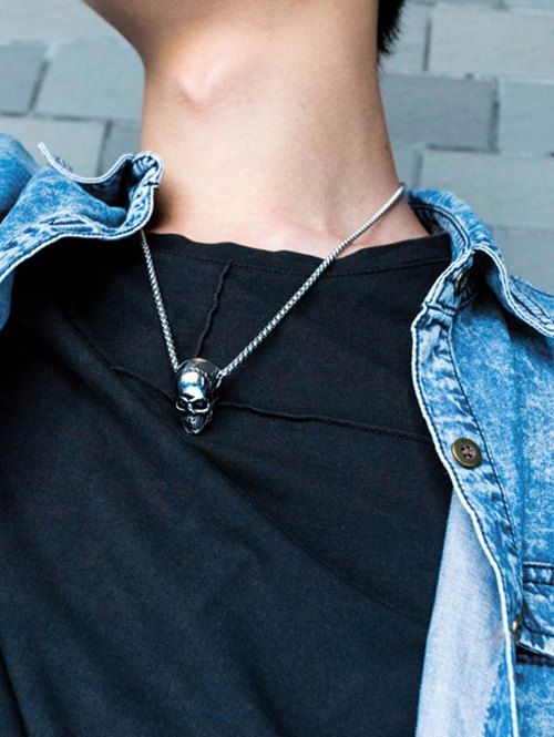Buy Punk Skull Pendant Stainless Steel Necklace  
