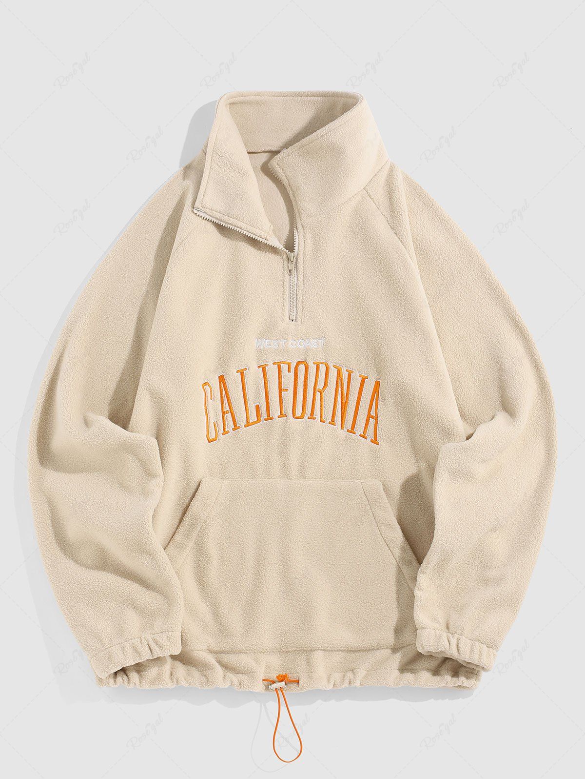 Sale Letters Embroidered Quarter Zip Fleece Sweatshirt  